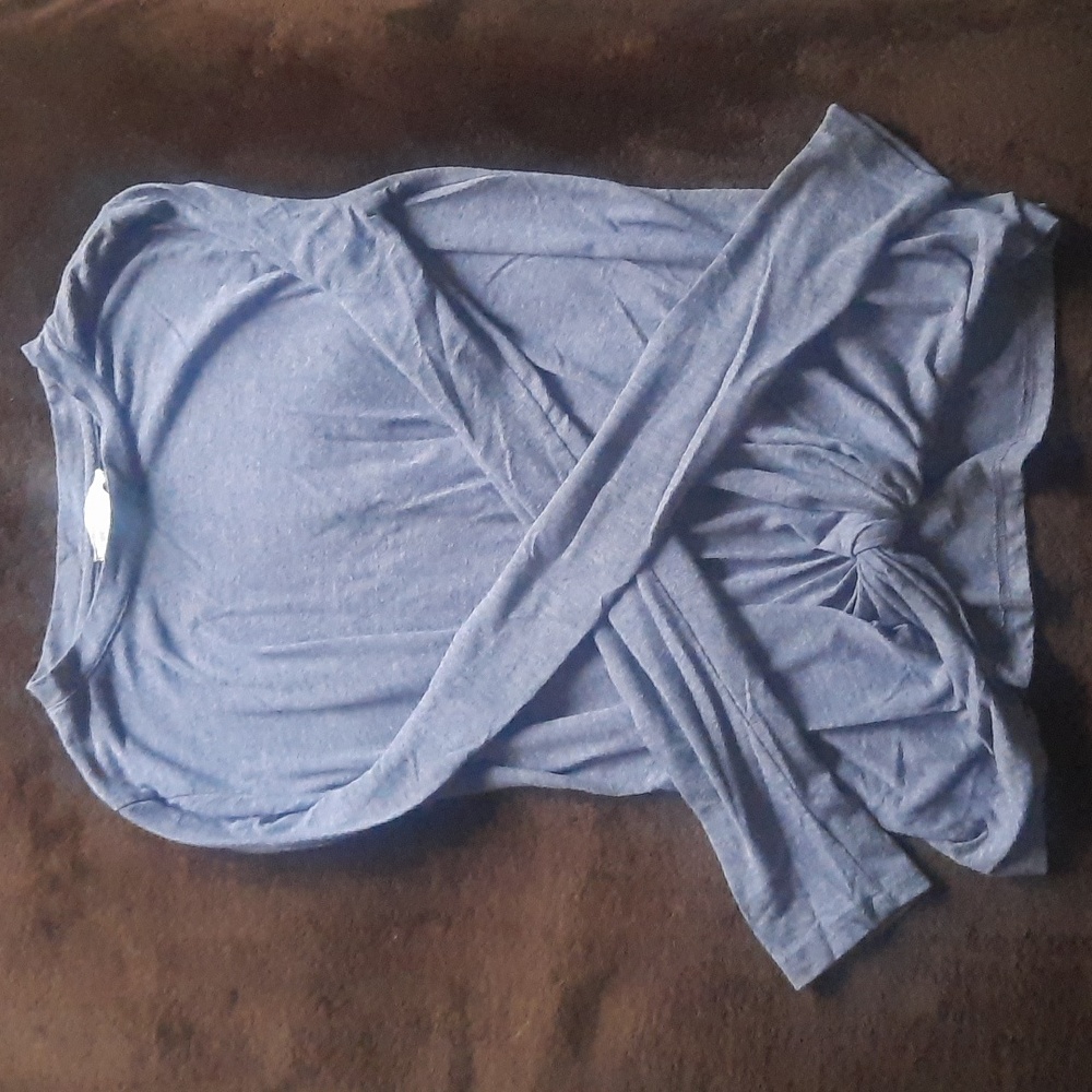 XS Pink Republic Women's Light Navy Blue Knotted Long Sleeve Shirt